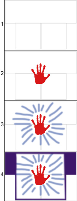 Step-by-step representation of how a scarf named 'In the Palm of  His Hand' was made